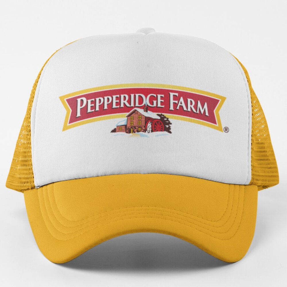 NEW Pepperidge Farm Foam Trucker Snapback Hat 2-TONE GOLDENROD WHITE